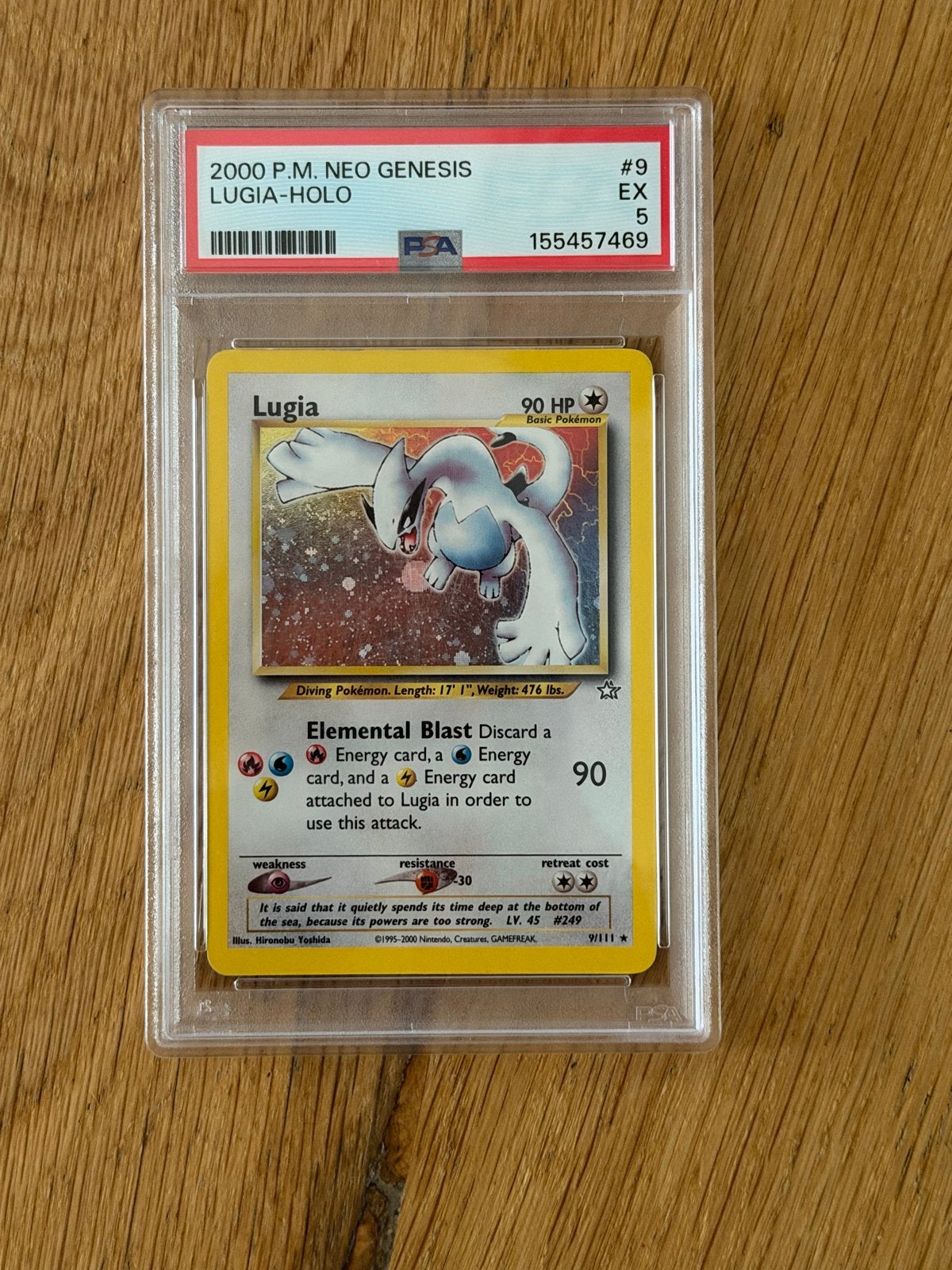 Lugia Neo Genesis Holo PSA 5 - Zeldzame Pokémon Kaart, Ophalen of Verzenden, Gebruikt, Losse kaart, Foil