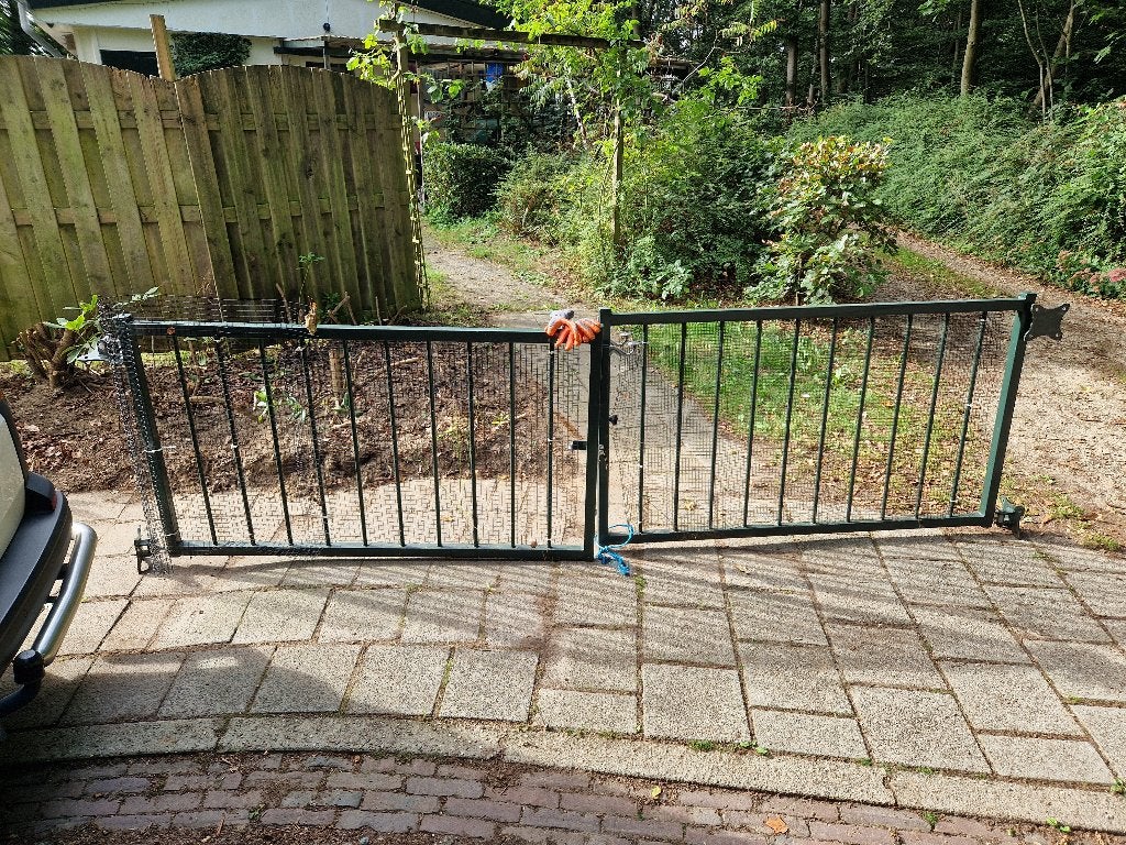 Dubbele draaipoort hekwerk hek poort tuin afscheiding terrei, Ophalen, Met poort, Gebruikt, Tuinhek