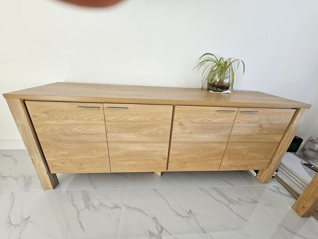 Eettafel en dressoir van eikenhout, Ophalen, 100 tot 150 cm, Eikenhout, Zo goed als nieuw