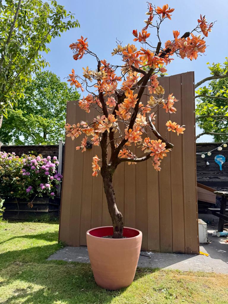 Grote kunstbloesem boom - Oranje/perzik, Huis en Inrichting, Woonaccessoires | Kunstplanten en Kunstbloemen, Binnen, Ophalen of Verzenden