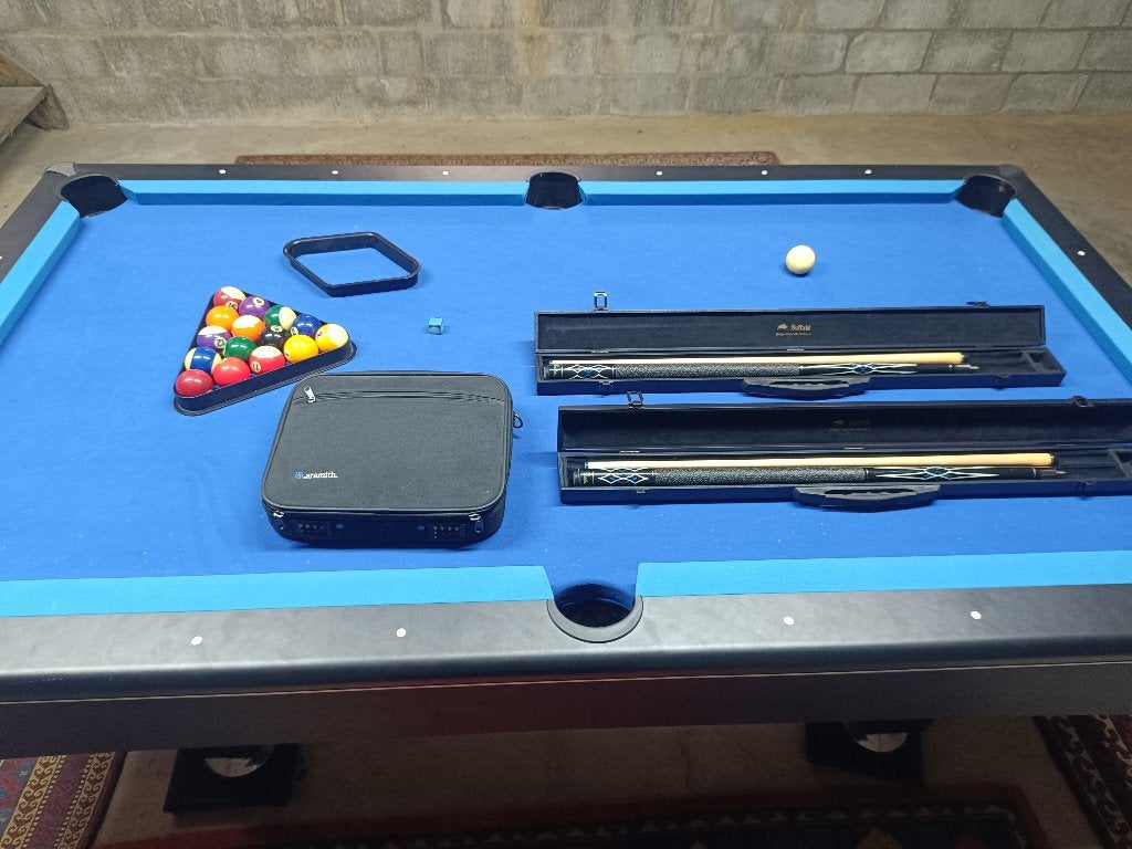 Buffalo pooltafel 7ft leistenen blad (3 stuks) complete set, Sport en Fitness, Ophalen, Zo goed als nieuw, Pooltafel