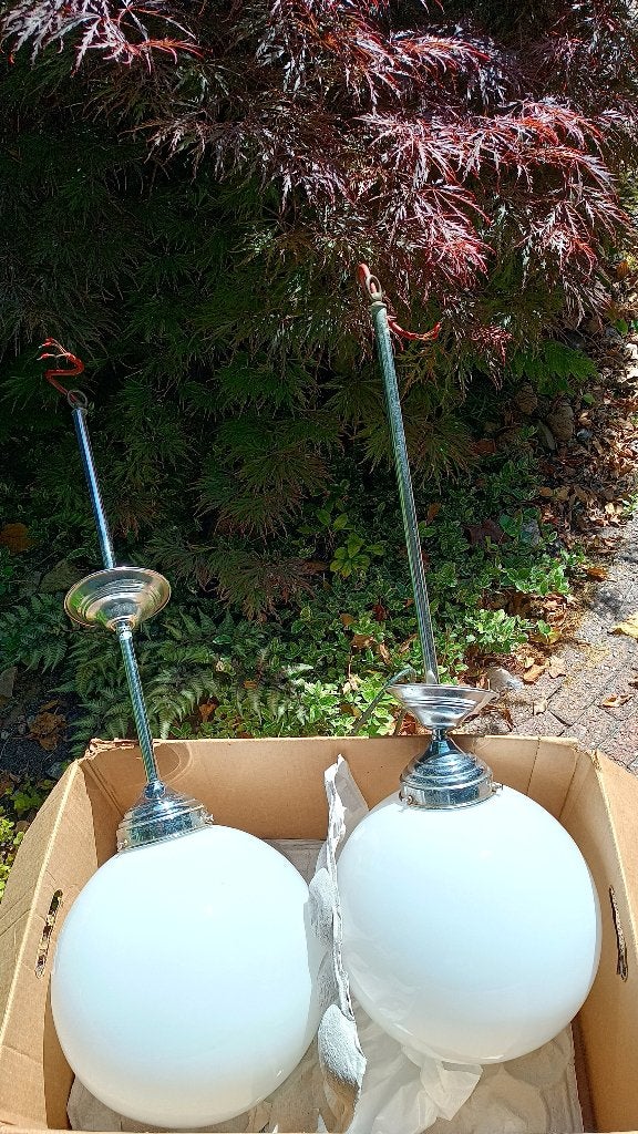 Schoollamp - klassiek Art Deco - Bauhaus ontwerp, Huis en Inrichting, Lampen | Hanglampen, Ophalen, Gebruikt, Glas, Vintage  fifties  - sixties - schoollamp