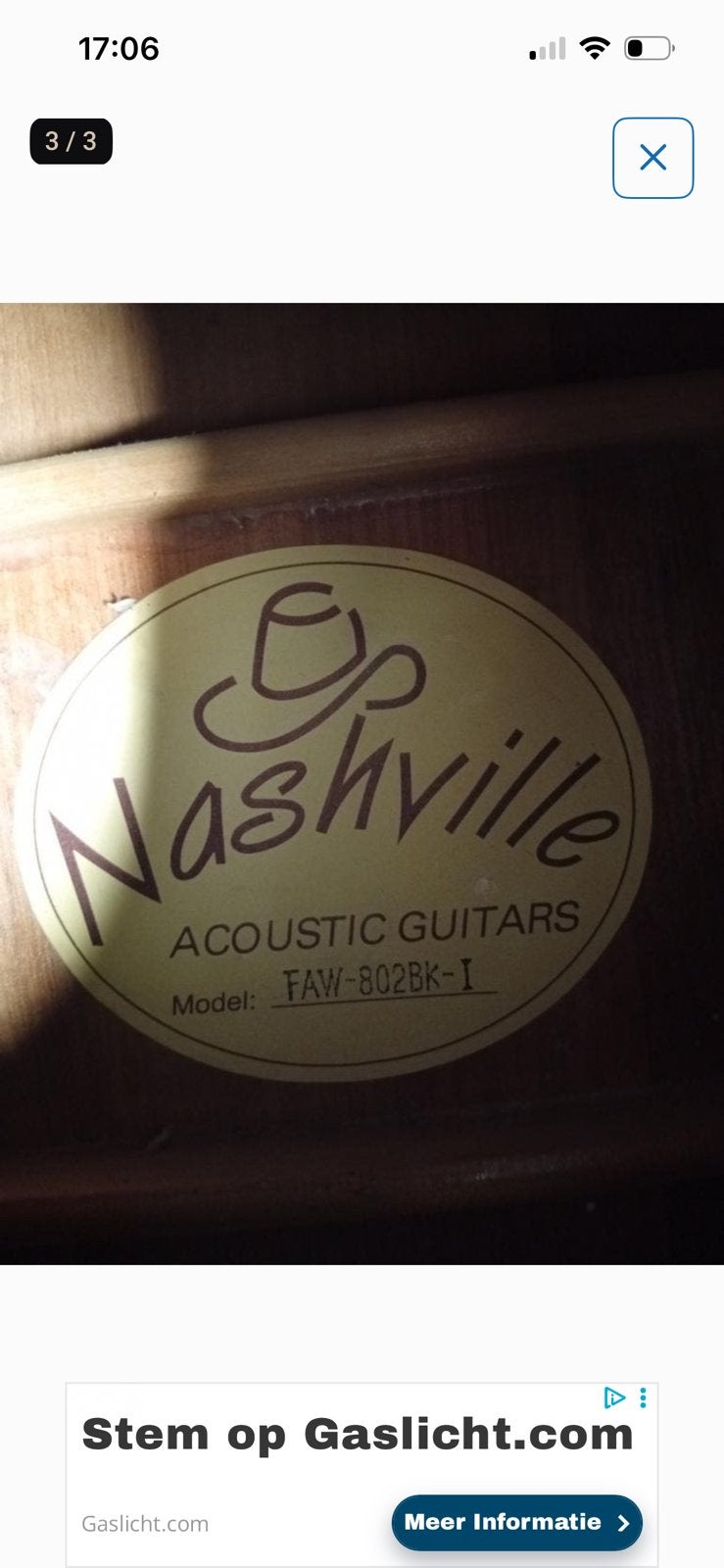 Een nashville gitaar met leerboek en hoes, Ophalen