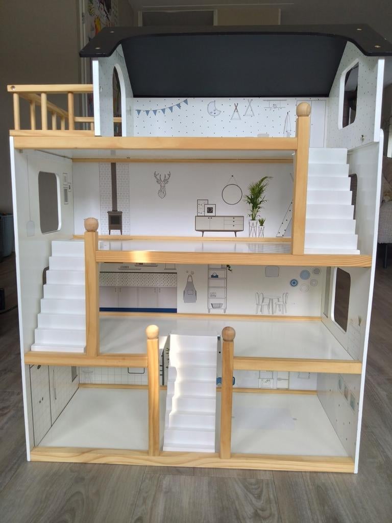 XL Houten poppenhuis Petite Amélie incl. meubelset, Kinderen en Baby's, Speelgoed | Poppenhuizen, Ophalen, Gebruikt, Poppenhuis