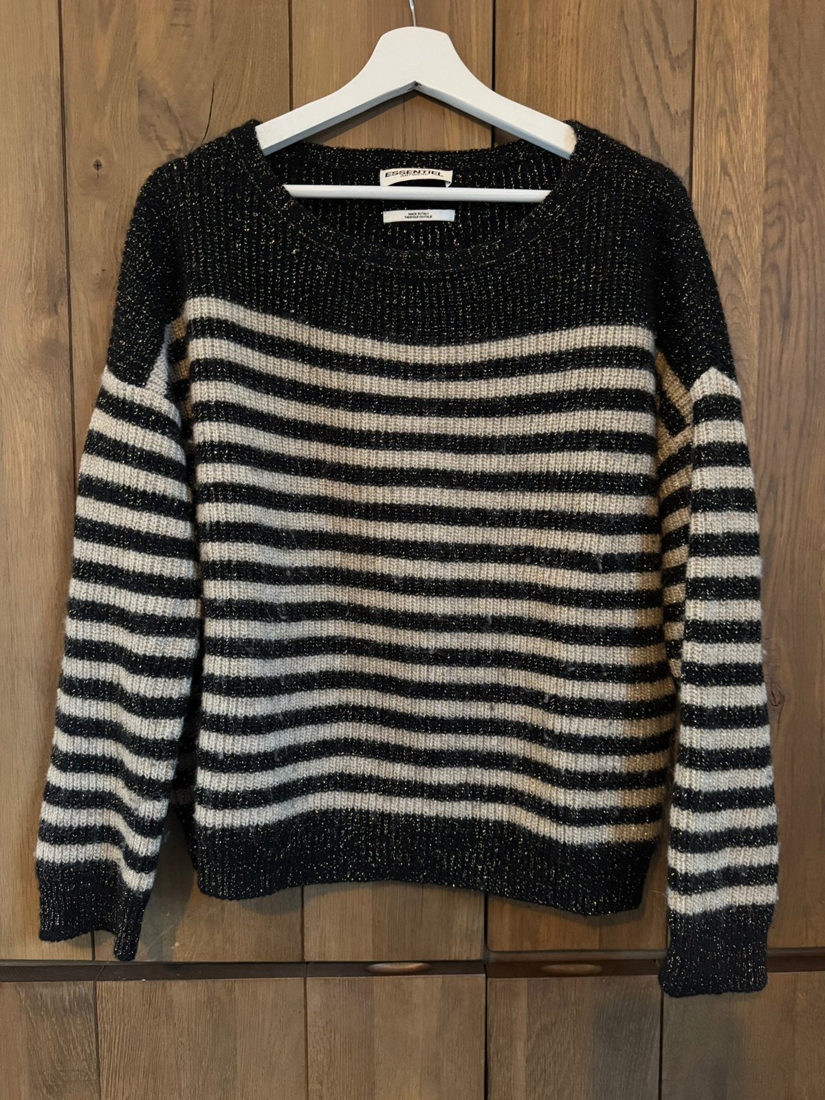 Essentiel Antwerp Trui Zwart Beige Gouden Lurex, Kleding | Dames, Ophalen of Verzenden, Gedragen, Maat 42/44 (L), Zwart