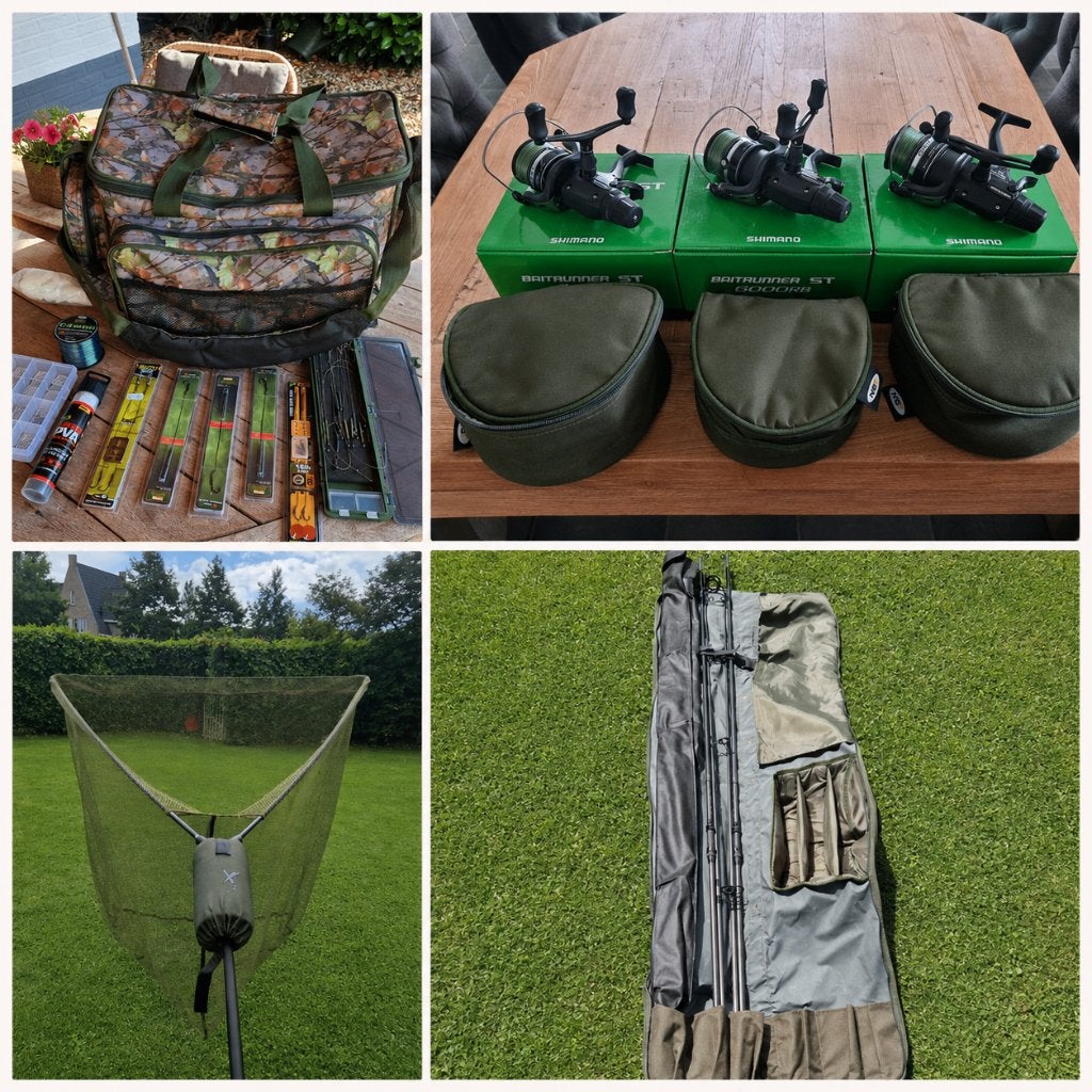 Complete Shimano karperset TX2 + Baitrunners + Net, etc, Watersport en Boten, Ophalen, Zo goed als nieuw, Complete set