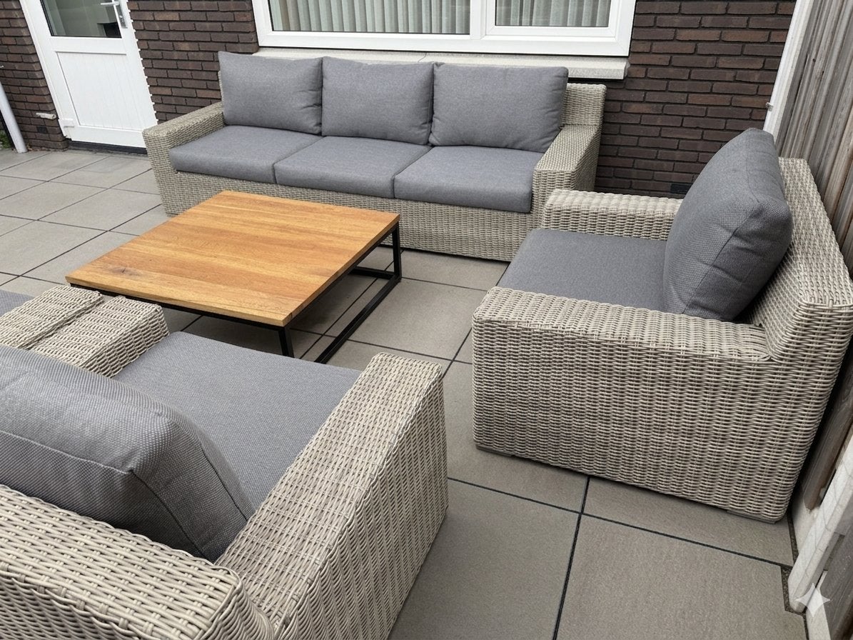 Zeer nette Exterioo XL loungeset inclusief kussens, Tuin en Terras, Tuinsets en Loungesets, Ophalen, 6 zitplaatsen, Wicker, Tuinset