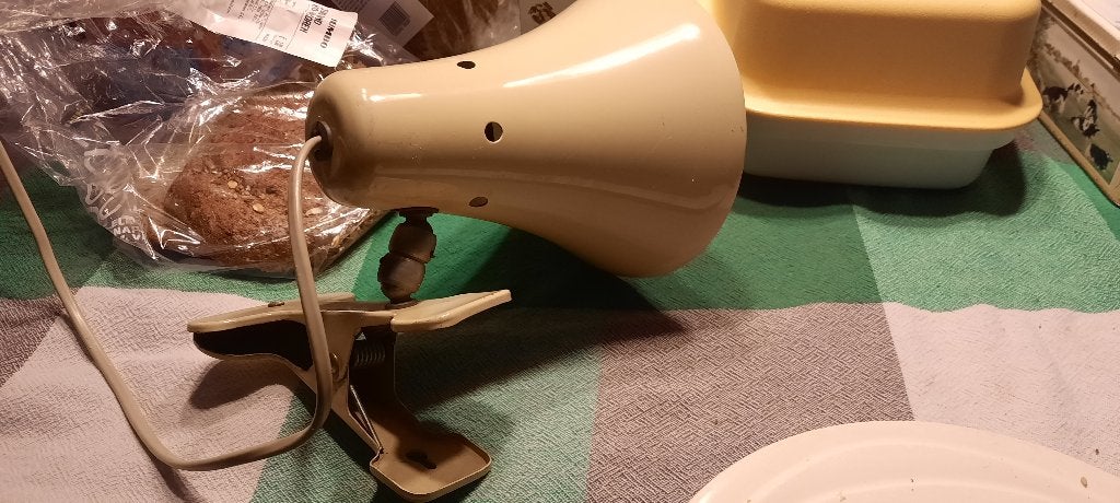 leuke retro vintage knijp/ clamp lamp, Huis en Inrichting, Metaal, Overige merken, Gebruikt, Geel