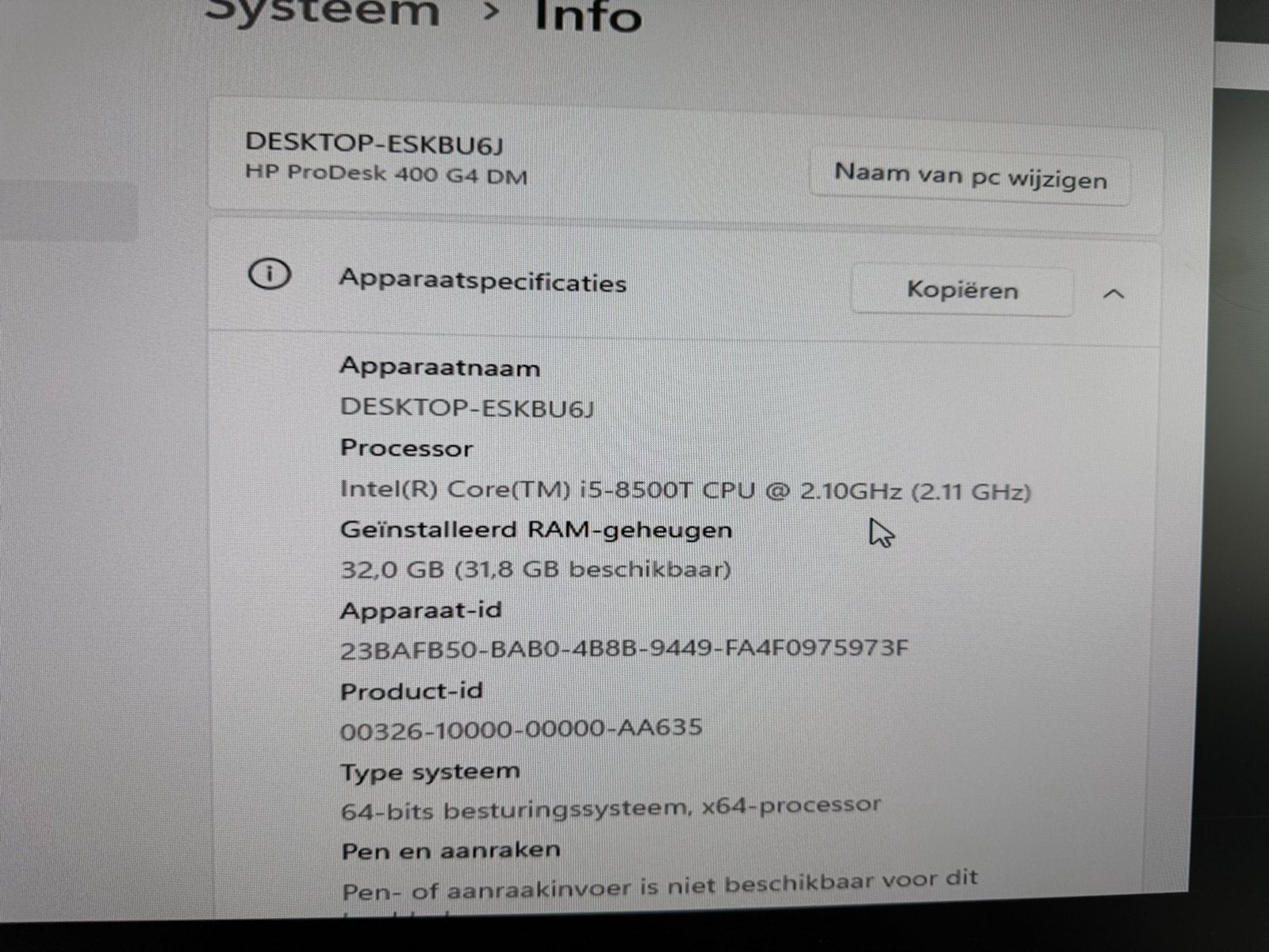 HP ProDesk 400 G4 DM - i5-8500T, 32GB RAM, 512GB SSD, Computers en Software, Gebruikt, 2 tot 3 Ghz, 32 GB, Ophalen of Verzenden