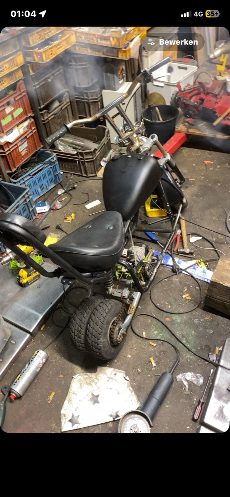Mini chopper project met kettingzaag motor, Fietsen en Brommers, Ophalen