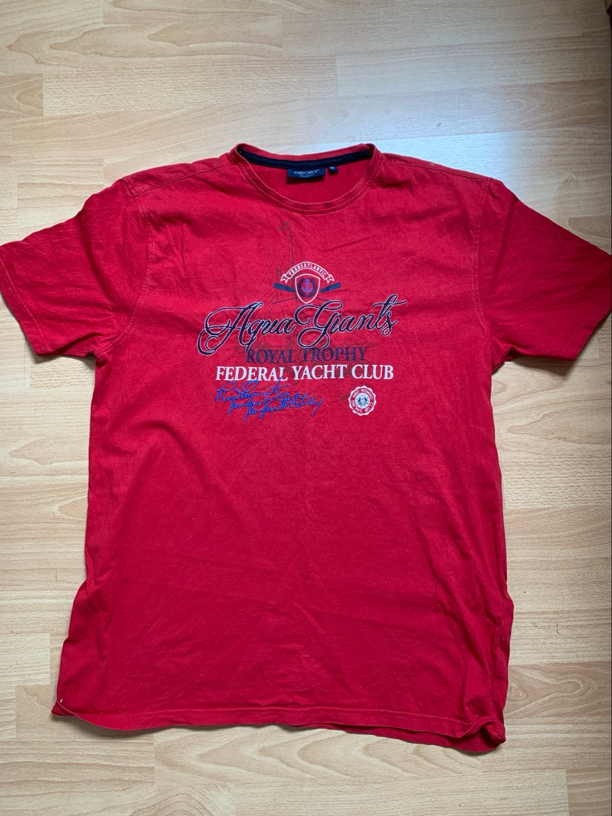 John Cabot T-shirt XL - Rood met print, Kleding | Heren, Ophalen of Verzenden, Gedragen, Maat 56/58 (XL), Rood