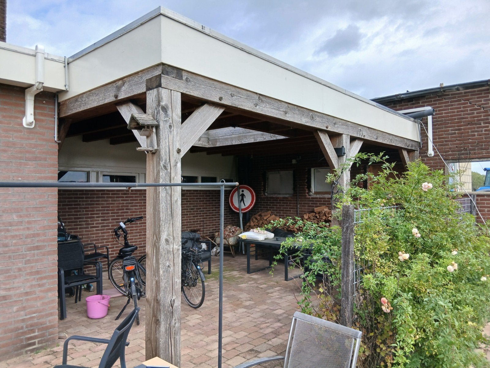 Douglas Veranda 5x6m met dakraam - Zelf afbreken, Ophalen, Gebruikt, Veranda