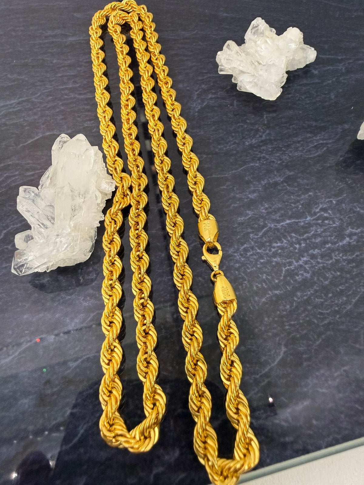 Prachtige 14k rope ketting 65 cm 5 mm met 21k kleur, Ophalen of Verzenden, Nieuw, Goud, Goud