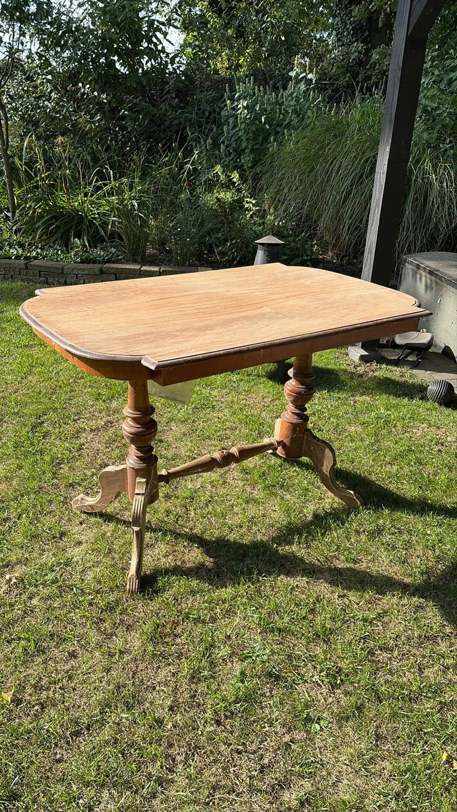 Antieke houten tafel - gerestaureerd blad, Ophalen of Verzenden