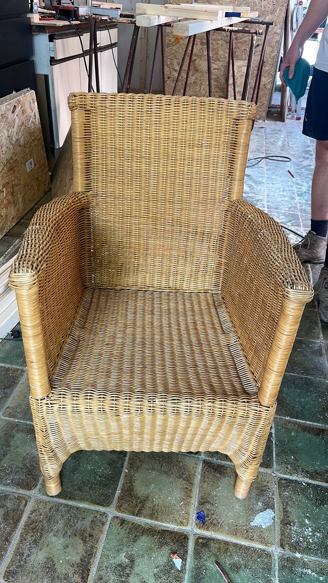Rotan fauteuil, Ophalen, Gebruikt, Bruin, Eén