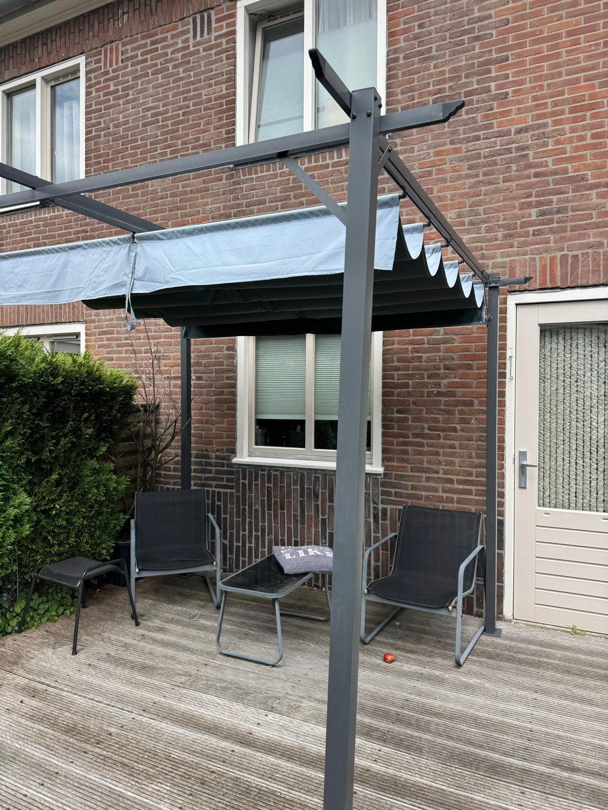 Stijlvolle pergola met uitschuifbaar schaduwdoek, Ophalen, Gebruikt, Tuinpaviljoen