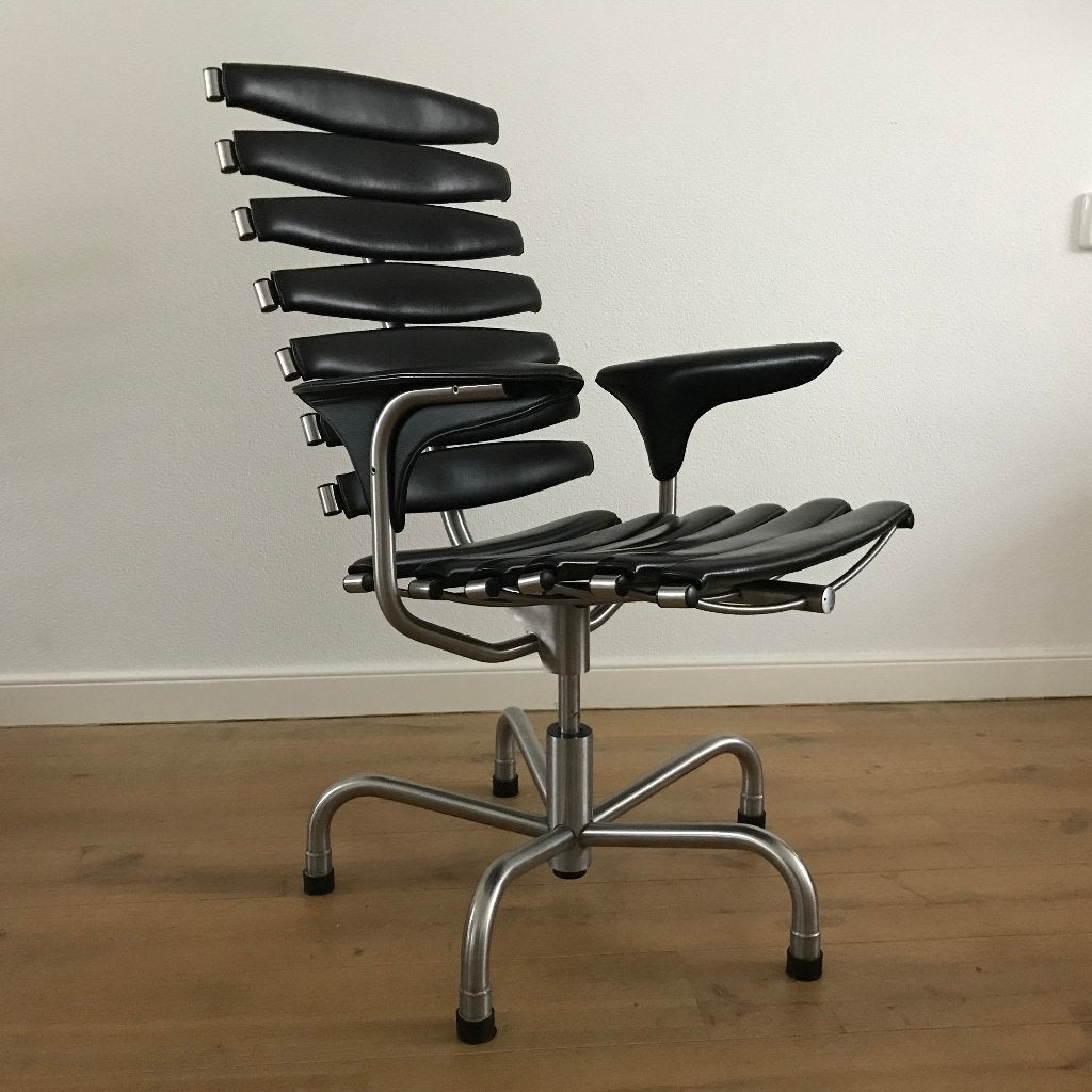 De Sede DS-2100 DS 2100 design bureaustoel zwart leer, Huis en Inrichting, Gebruikt, Zwart, Ophalen of Verzenden, Nvt