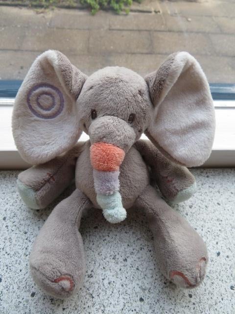 Olifant olifantje merk Nattou van Thermoscan zacht velours, Grijs, Ophalen of Verzenden, Zo goed als nieuw, Wasbaar