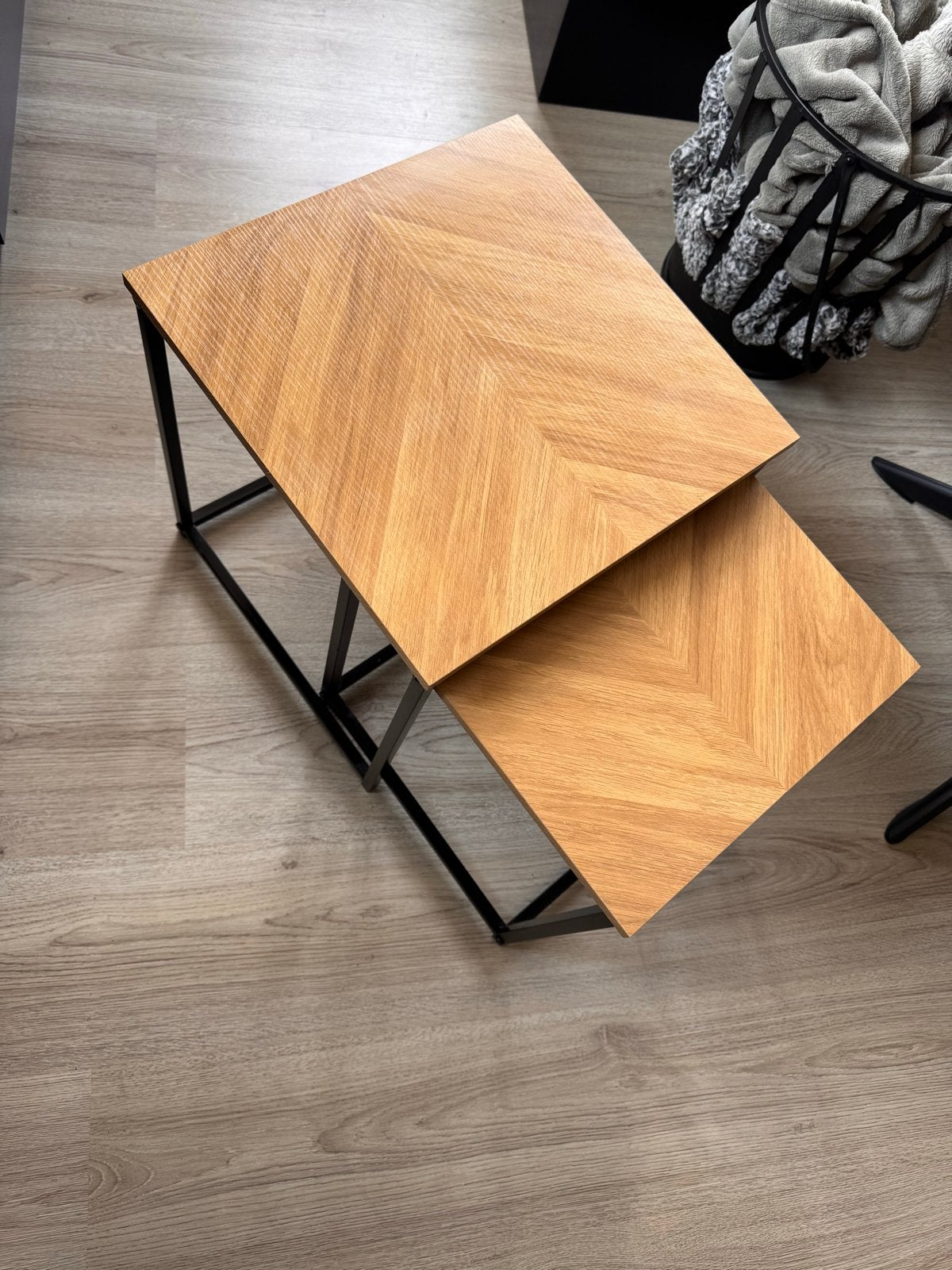 Set van 2 salontafels met visgraatmotief, Ophalen, Minder dan 45 cm, Minder dan 55 cm, Vierkant