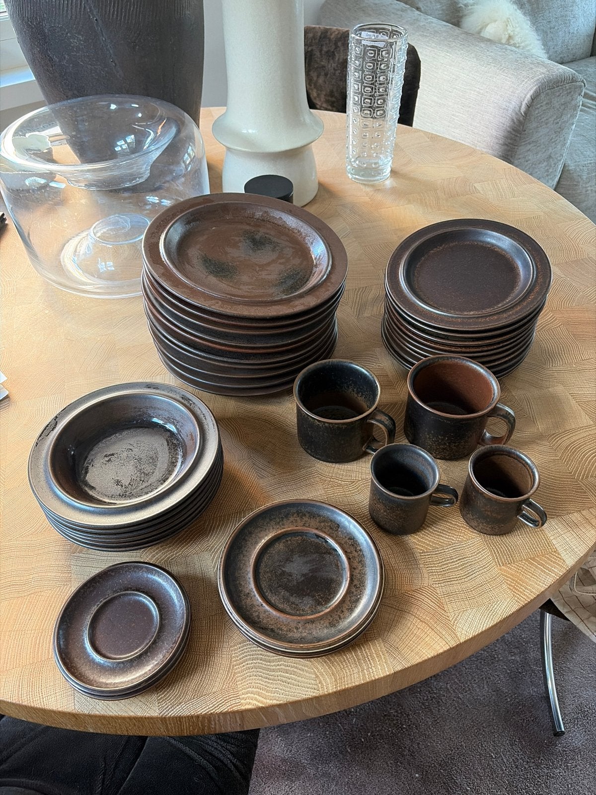 Vintage Arabia Ruska Servies | Set 30 stuks | Bruin glazuur, Ophalen of Verzenden
