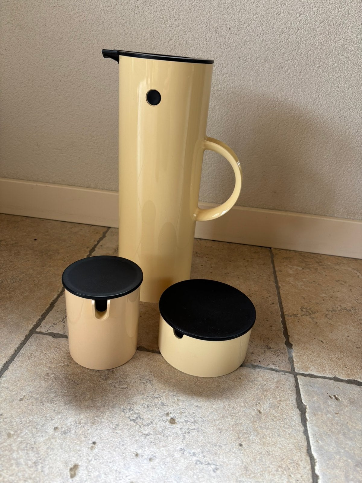 Stelton thermoskan- suikerpotje en melkkannetje, Overige typen, Ophalen of Verzenden, Gebruikt, Kunststof