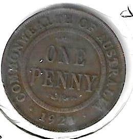 Australia 1 penny 1921 km 23 vf, Verzenden, Losse munt