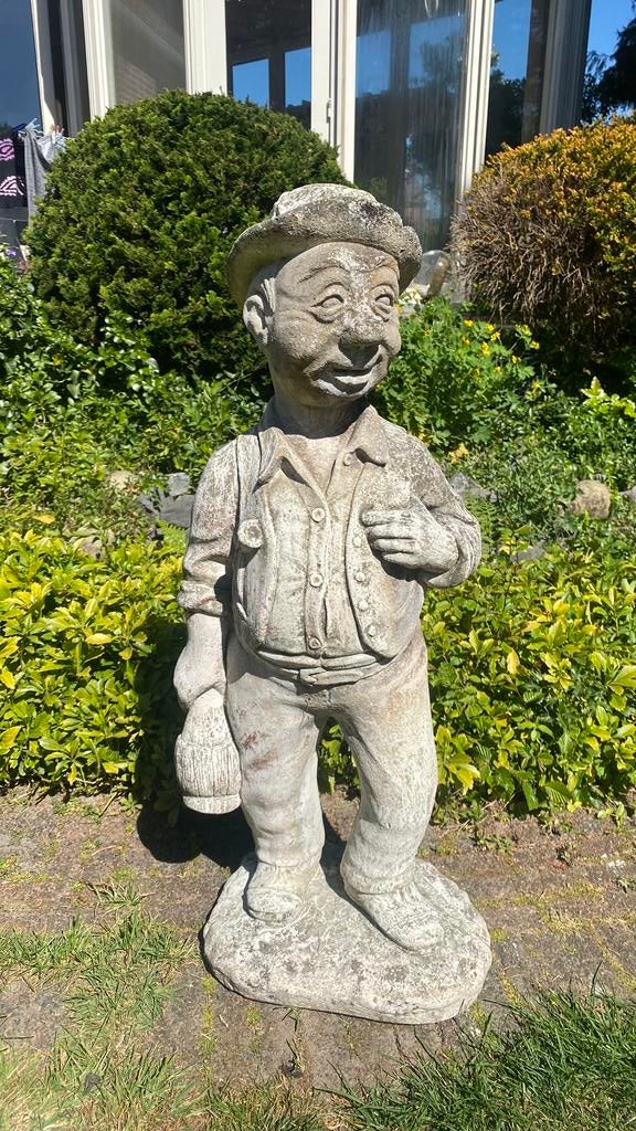 Tuinbeeld: Man met wijnfles - Italgarden, Tuin en Terras, Tuinbeelden, Ophalen, Gebruikt, Beton, Mensenbeeld