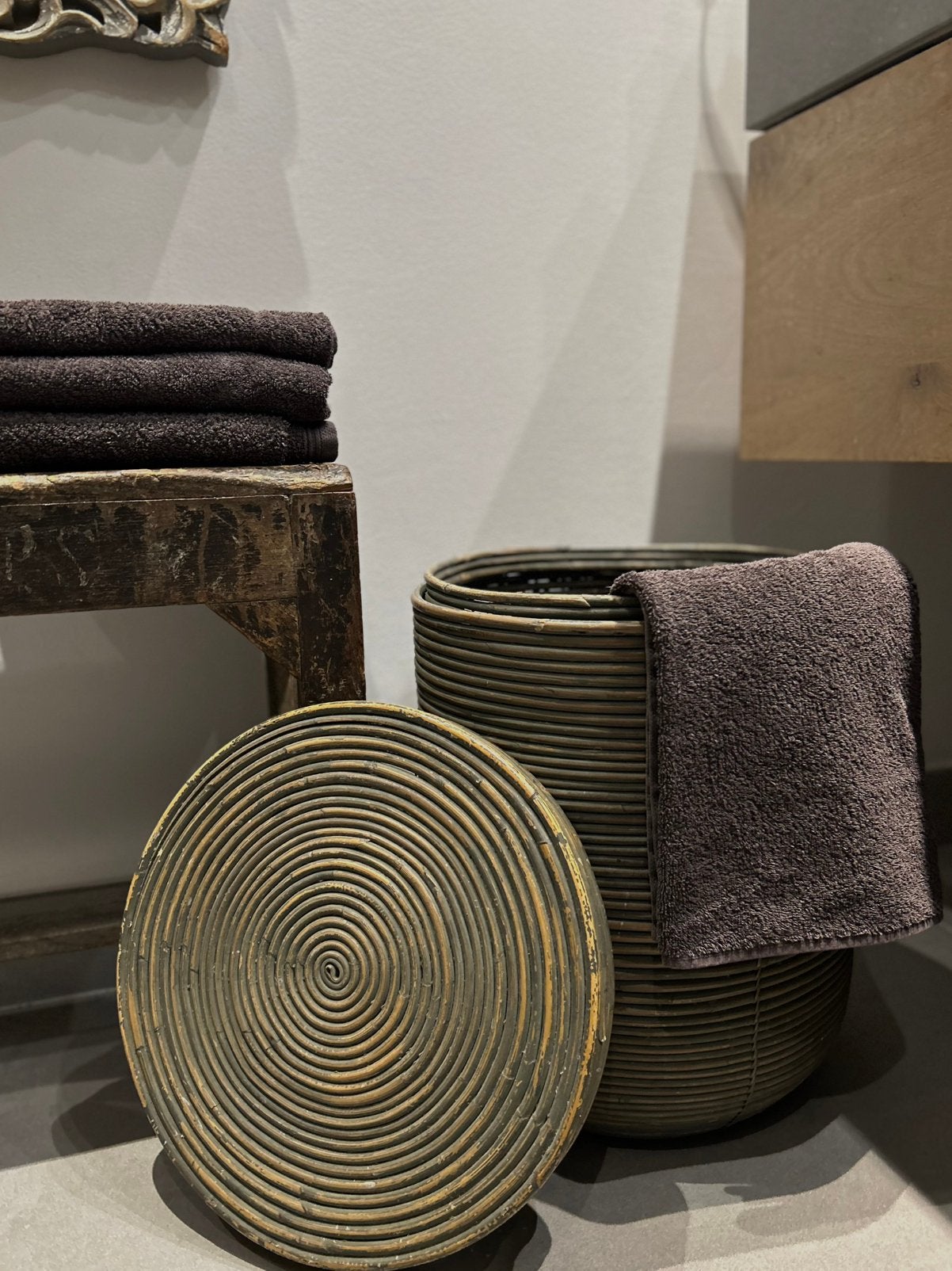 Rotan wasmand speelgoedmand met deksel groenig, Ophalen