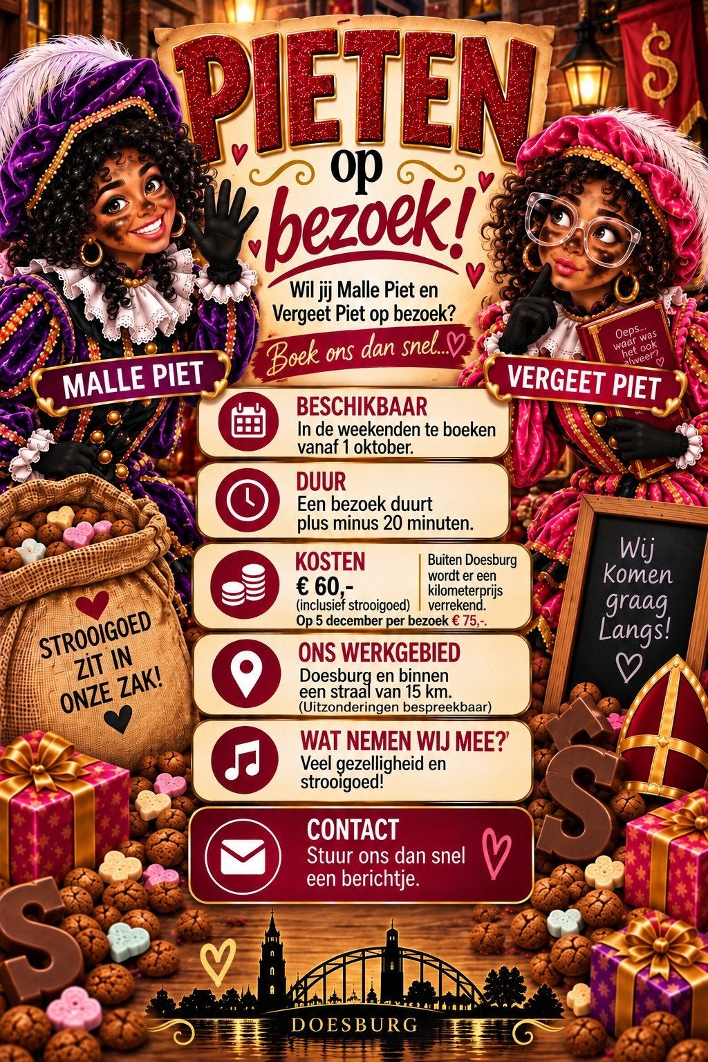 Pieten op bezoek:Malle Piet en Vergeet Piet voor Sinterklaas, Ophalen of Verzenden