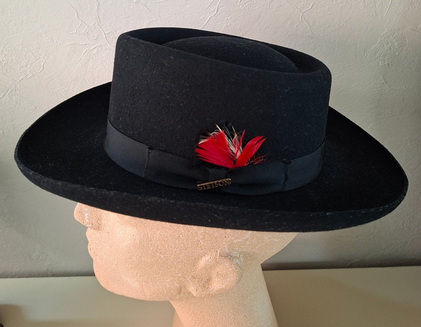 Mallory by Stetson Sawyer Hoed - Zwart, Pure Wol, 55 cm (S, 6⅞ inch) of minder, Hoed, Stetson, Ophalen of Verzenden