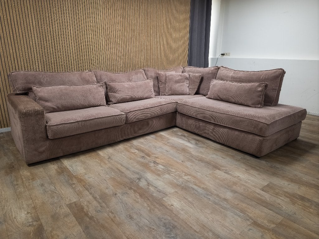 Zeer Mooi Groot Roze RIBSTOF Hoekbank, Info@banxtel.nl, 3194DC, Gebruikt, Overige maten