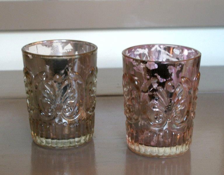 2 decoratieve glaasjes in armeluiszilver - stijl - waxineli, Ophalen of Verzenden