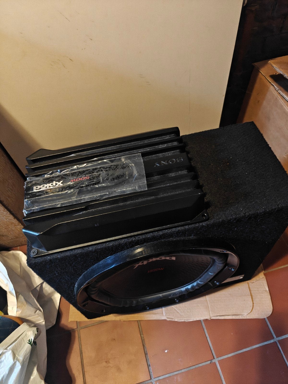 Complete Sony Xplod Set: 1800W Subwoofer + 500W Versterker, Ophalen, Gebruikt