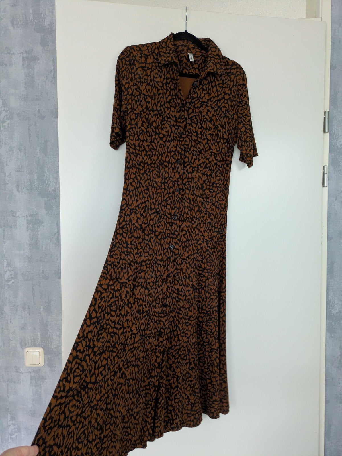 Soya concept wijde jurk met print maat S, Maat 38/40 (M), Bruin, Zo goed als nieuw, Onder de knie
