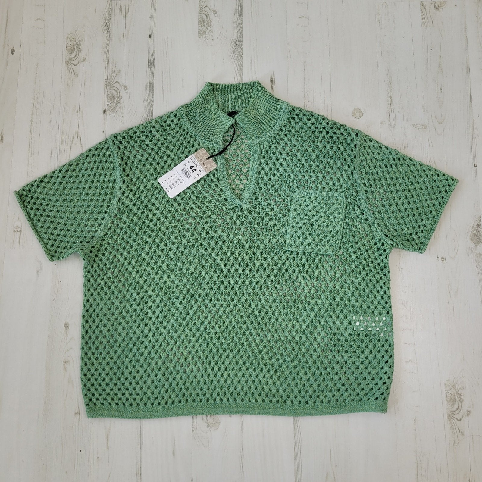 NIEUW La Comte crochet blouse top polo 44 munt groen, Kleding | Dames, Maat 42/44 (L), Nieuw, Ophalen of Verzenden, Le Comte