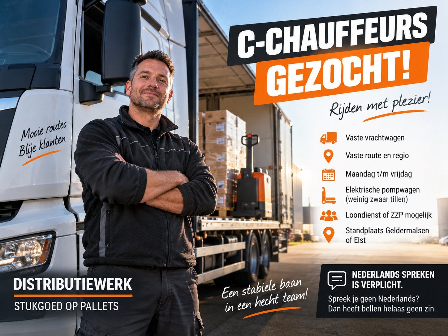 C-CHAUFFEURS GEZOCHT – GELDERMALSEN & ELST Loondienst of ZZP, Vacatures, Vast contract