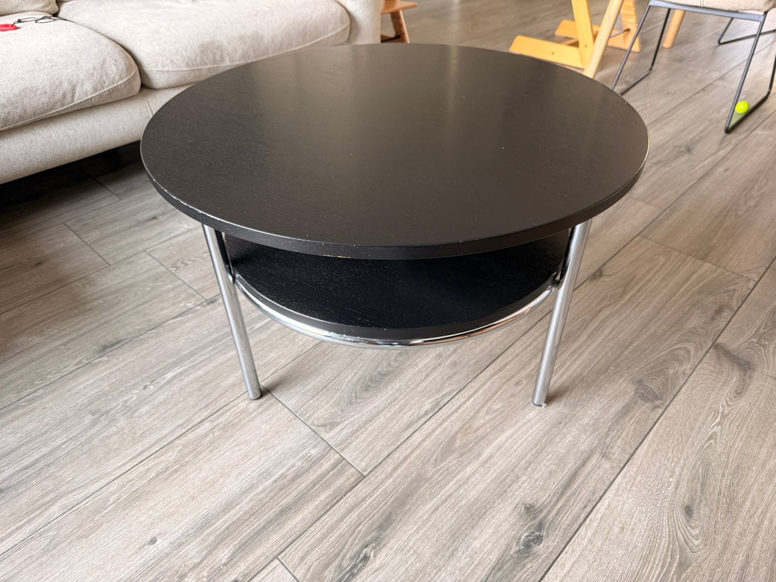 Salontafel Arnold Bauhaus zwart rond 75 cm, Huis en Inrichting, Ophalen, Gebruikt, Rond, 50 tot 100 cm