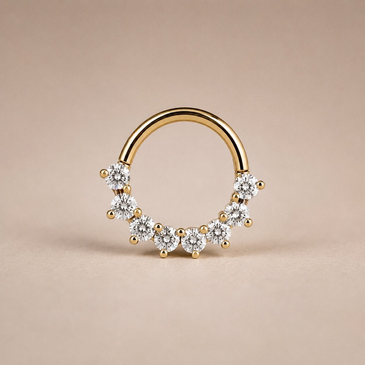 Gouden septum piercing diamantlook steentje 0.8, Staal, Verzenden, Nieuw, Neuspiercing