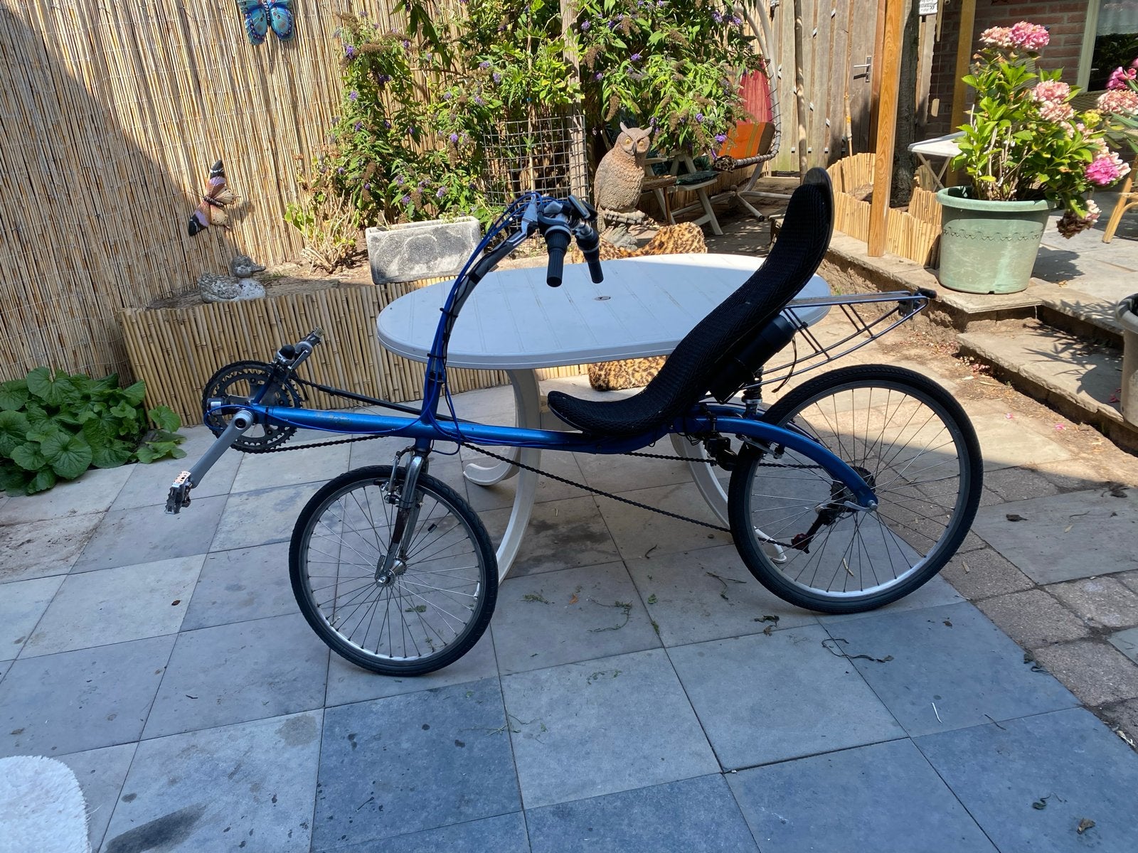 Blauwe ligfiets met elektrische ondersteuning, Overige merken, Gebruikt, Velgrem, Ophalen of Verzenden