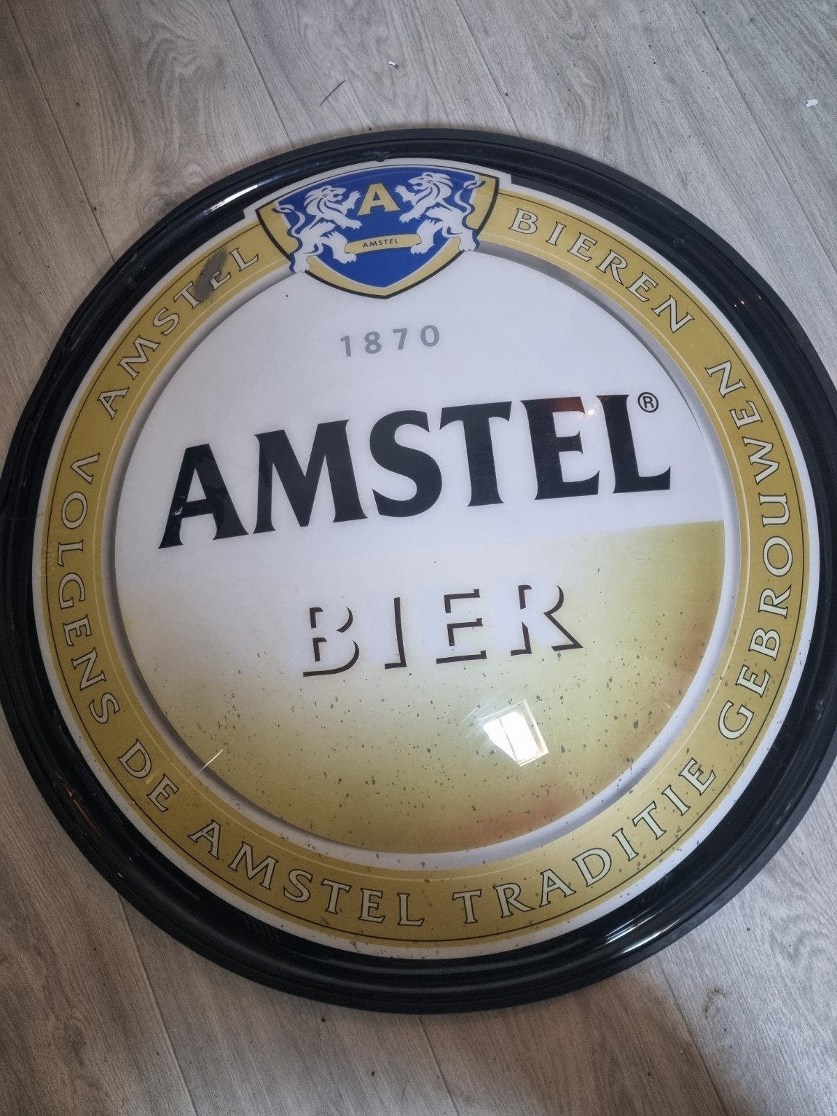 Amstel bier lichtbak kap  schaal bord, Ophalen, Gebruikt, Reclamebord, Plaat of Schild, Amstel