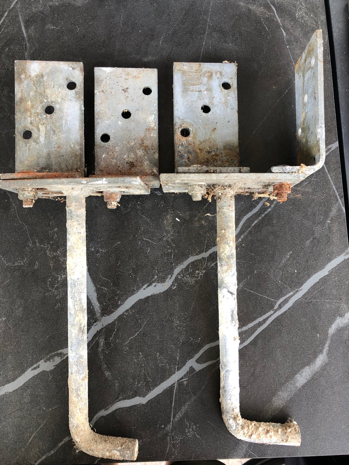 Set van 2 gebruikte paalhouders voor buiten, Ophalen of Verzenden, Gebruikt, 100 tot 250 mm, Overige typen