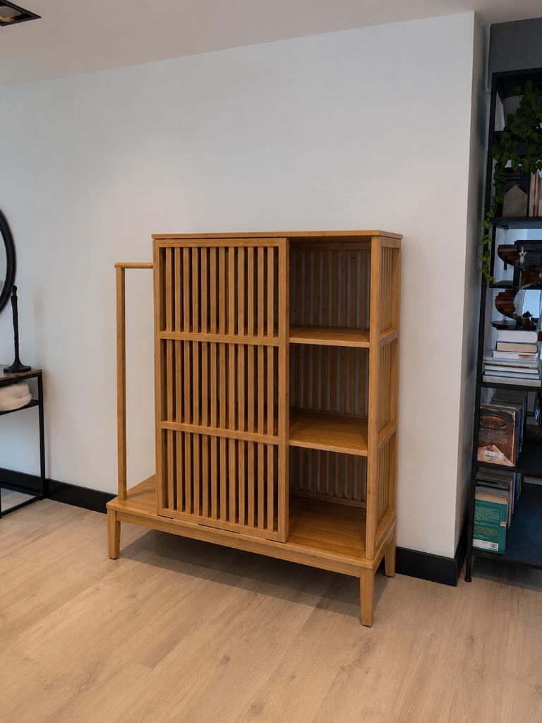 IKEA bamboe kast NORDKISA (120x123) in goede staat, Ophalen, 100 tot 150 cm, 100 tot 150 cm, 25 tot 50 cm