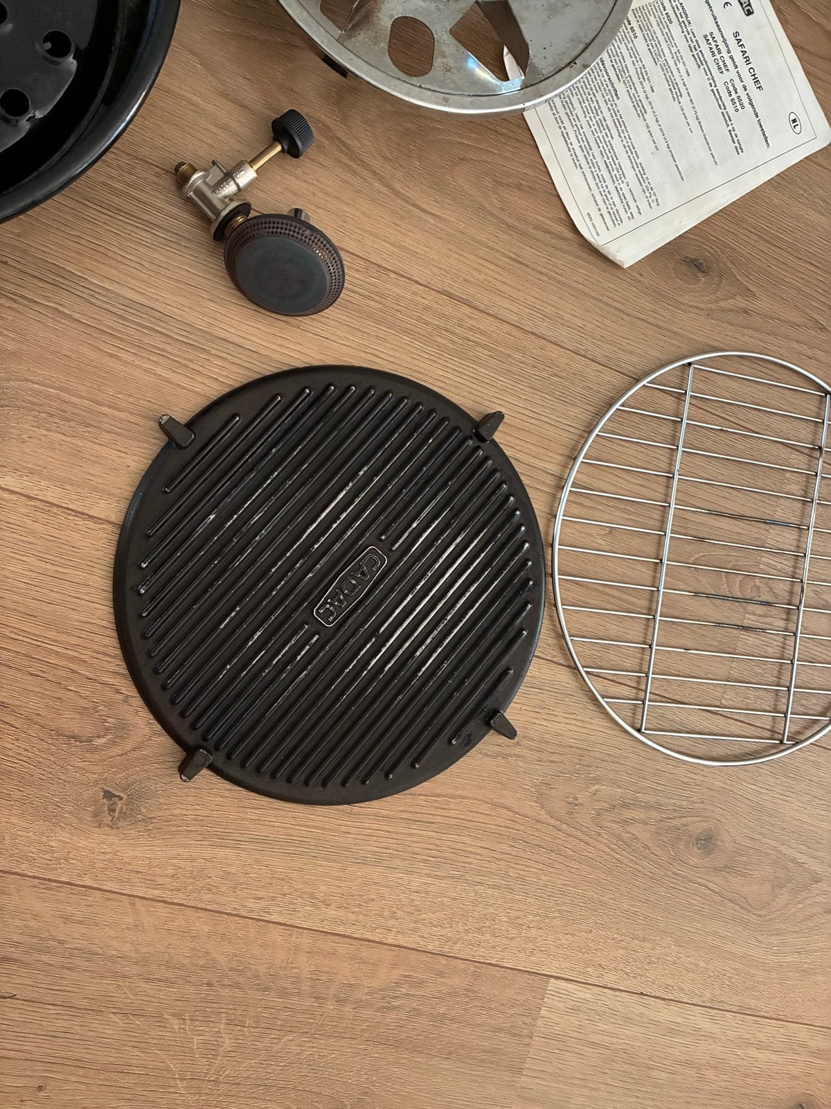 Cadac Safari Chef camping BBQ met bakplaat, grillplaat, roos, Ophalen, Gebruikt