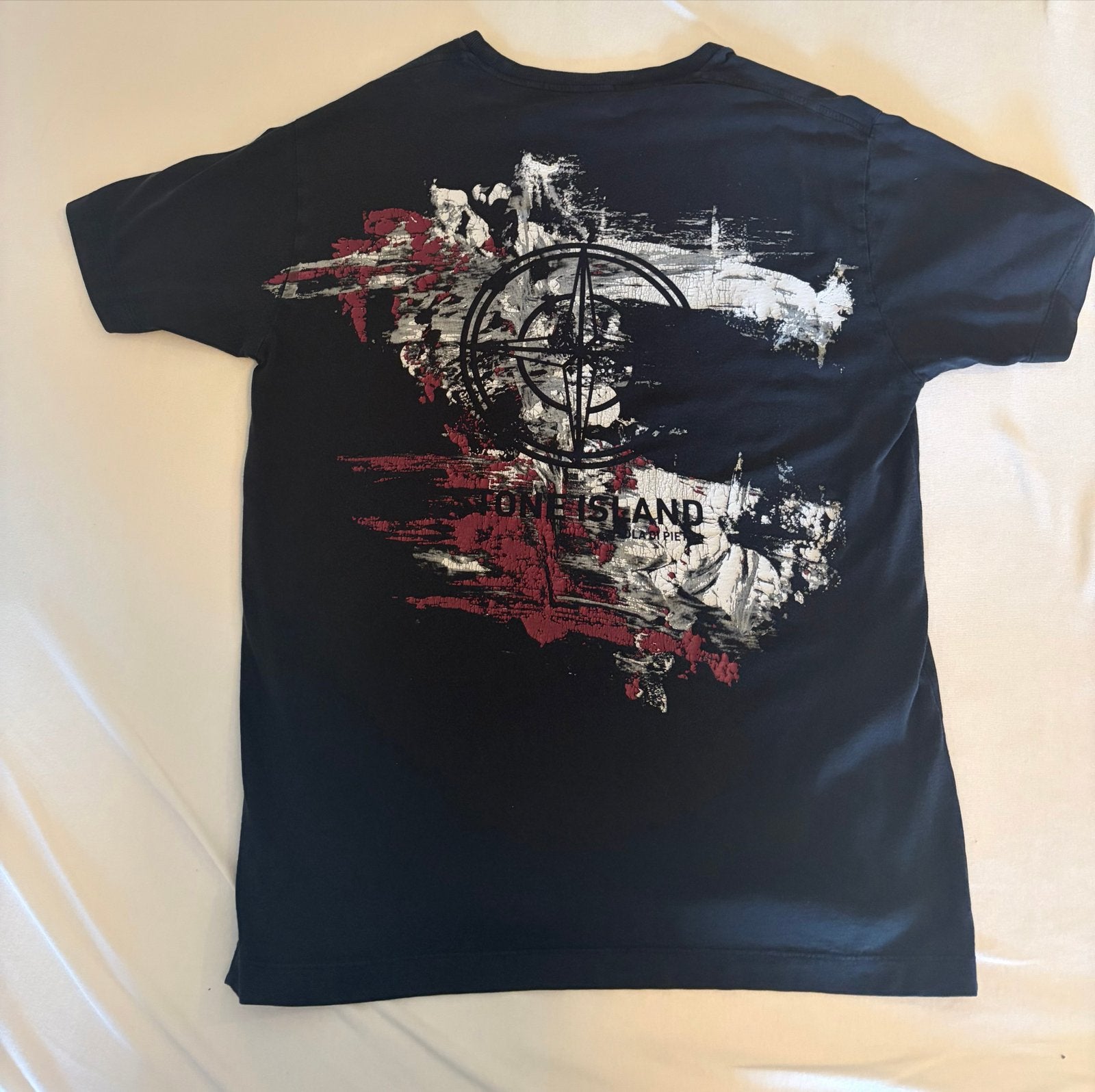 Stone Island T-shirt Maat L Zwart met print, Ophalen of Verzenden, Gedragen, Maat 52/54 (L), Zwart