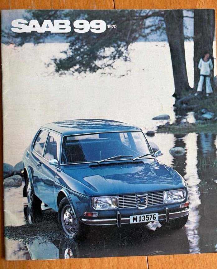 Saab 99 verkoopfolder uit 1970 - Origineel en zeldzaam, Ophalen of Verzenden, Gelezen, Overige merken