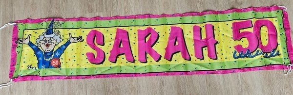Sarah 50 jaar spandoek - Feestelijke versiering, Versiering, Gebruikt, Onbekend, Abraham of Sarah