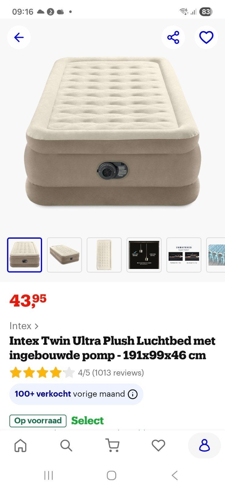 Intex Twin Ultra Plush Luchtbed met ingebouwde pomp, Ophalen
