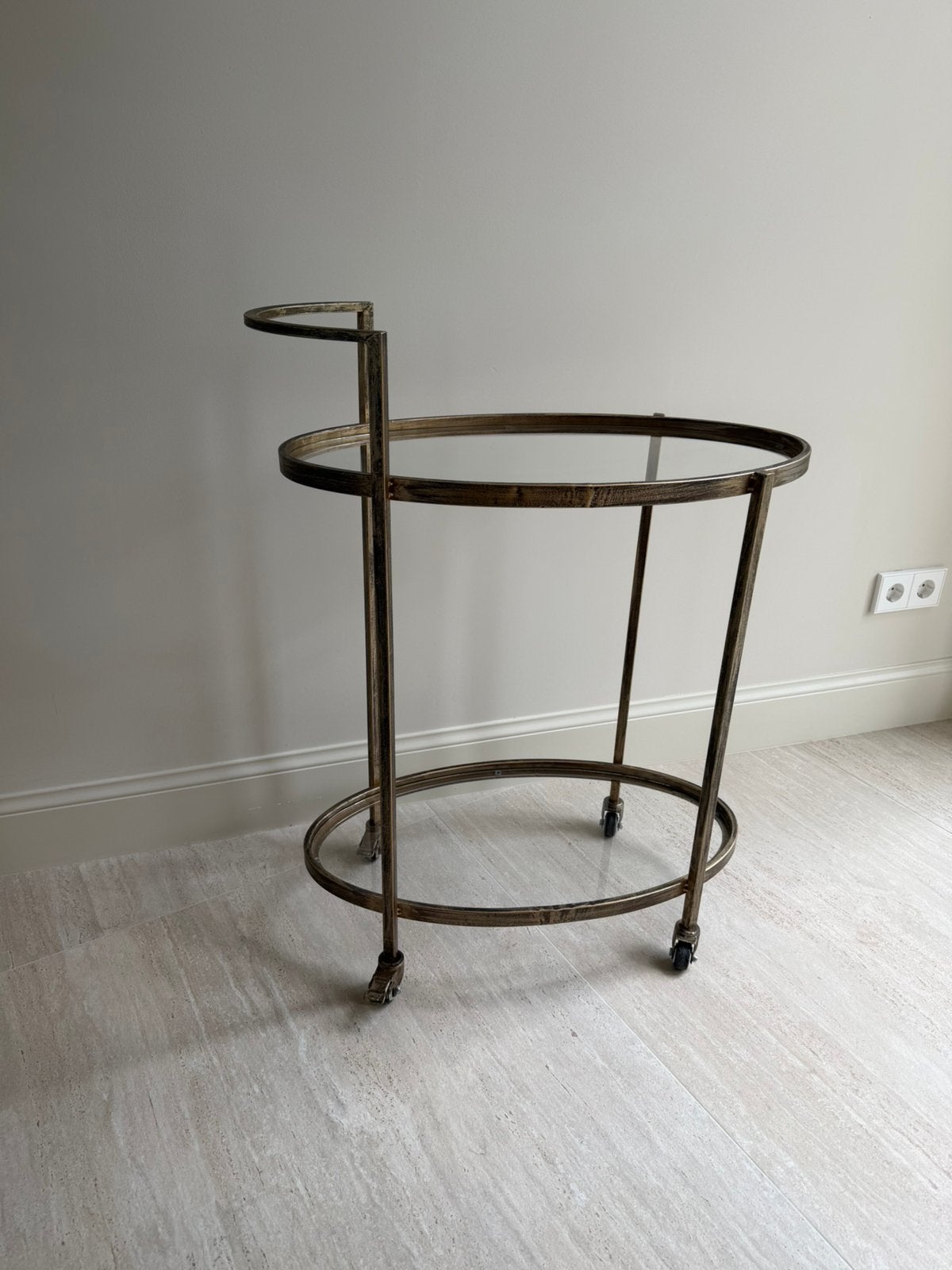 Trolley / serveerwagen / bijzettafel, Huis en Inrichting, Ophalen, Minder dan 55 cm, Metaal of Aluminium, Zo goed als nieuw