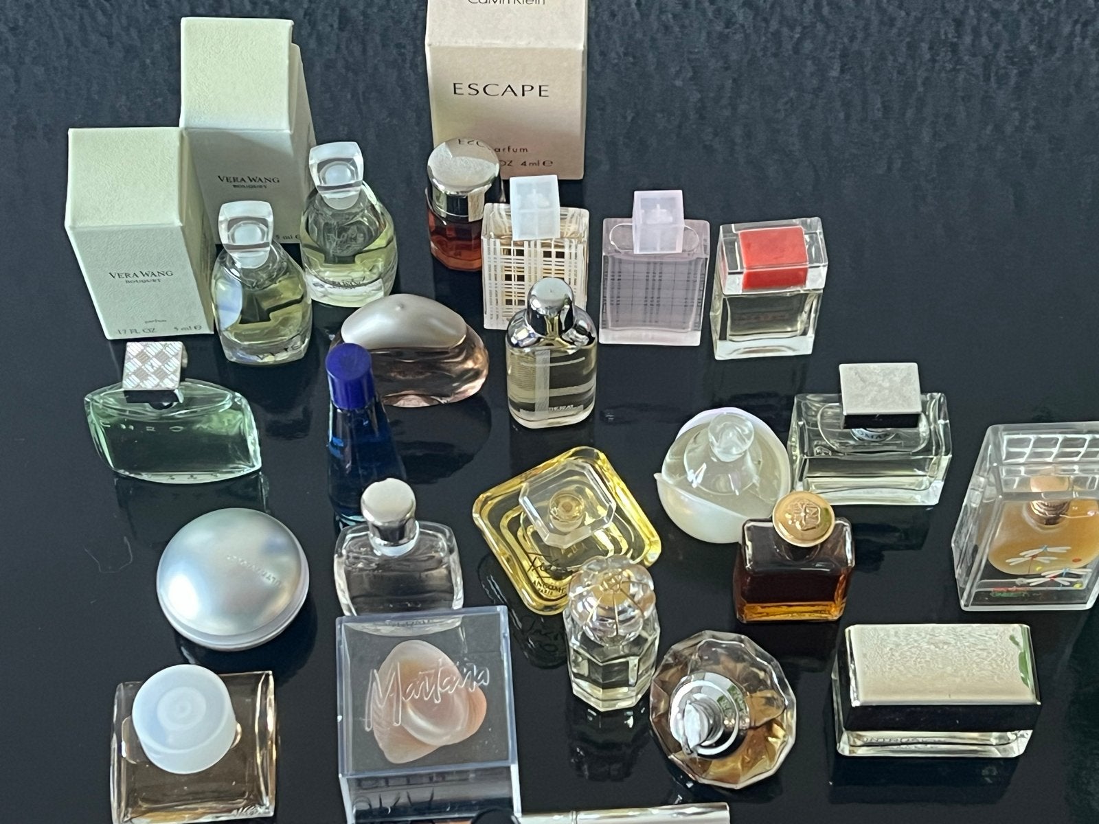 Verzameling van diverse miniatuur parfumflesjes vintage, Ophalen of Verzenden, Gebruikt