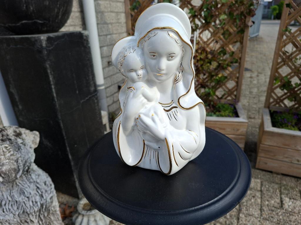 wit porseleinen maria beeld met baby christus, Antiek en Kunst, Antiek | Religie, Ophalen of Verzenden